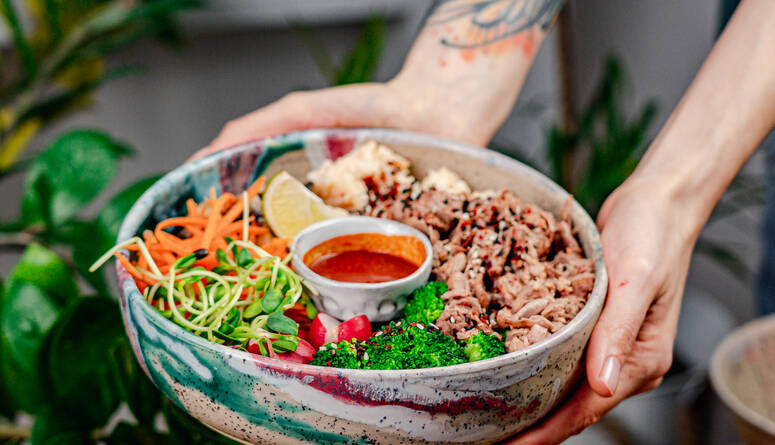 Korean Bowl with Shredded Jackfruit 